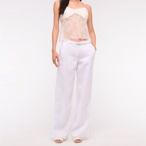 Abercrombie & Fitch White Wide-Leg Pants